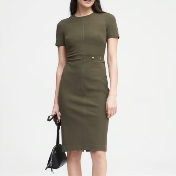 Banana Republic Dress size 4 excellent condition. Sheath army green dress. - Picture 2 of 3